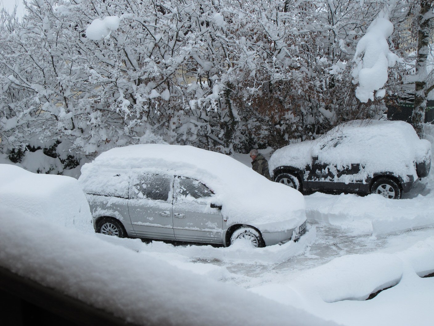 The snowy view from our hotel